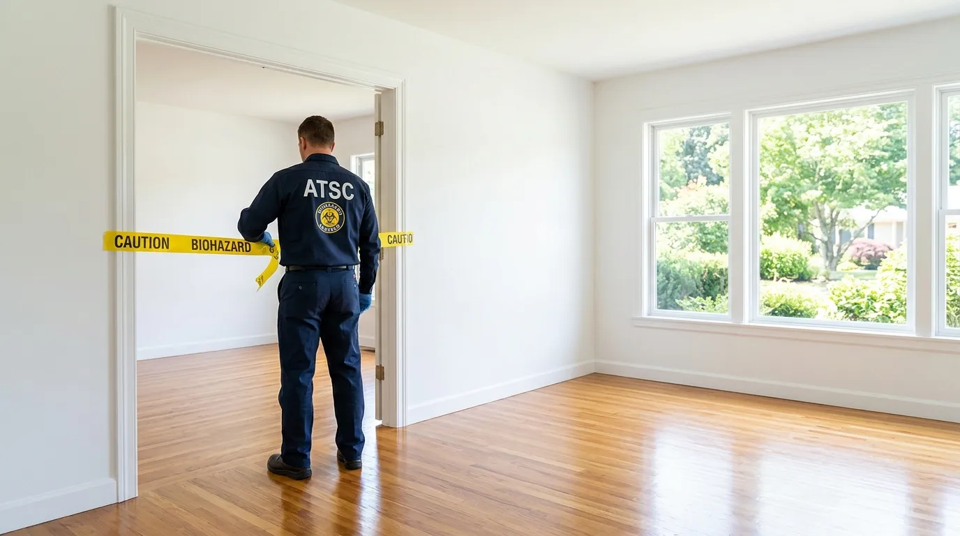 Certified biohazard cleanup crew performing Decomposition Cleanup in Martins Ferry